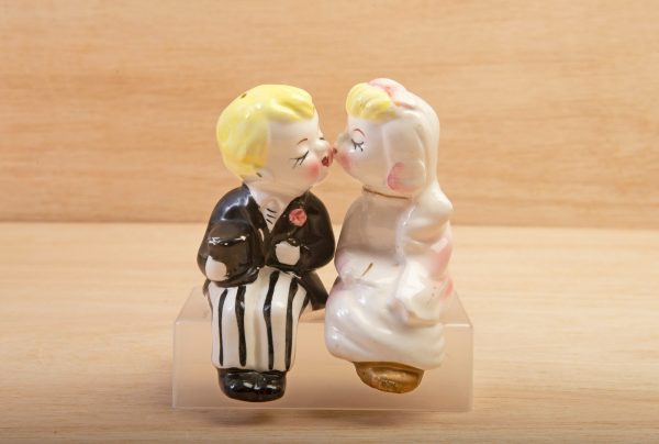 Bride and groom salt and pepper pots