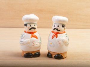 Chef salt and pepper pots