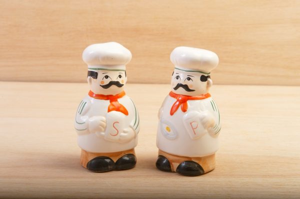 Chef salt and pepper pots