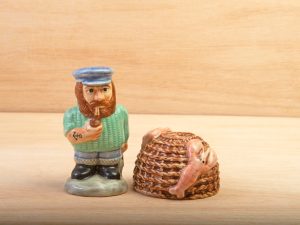 Fisherman and basket HP collectable salt and pepper pots